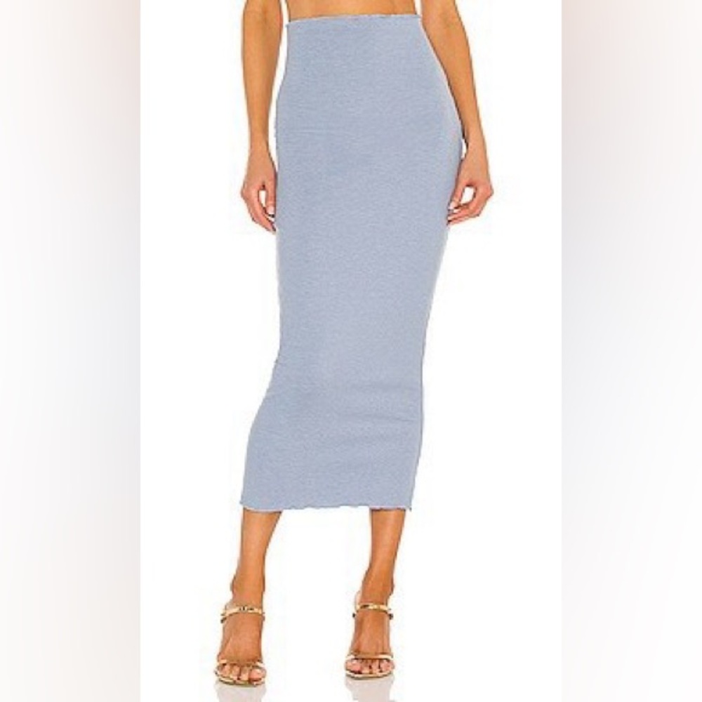 Baby blue midi skirt with tulip hemline